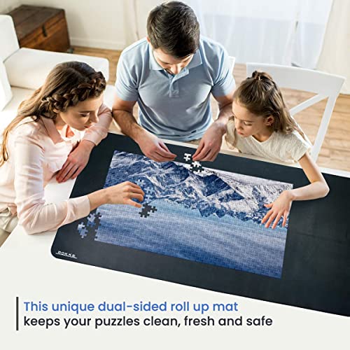 Pokke Puzzle Mat Roll Up 2000 Pieces Jigsaw Mat Roll Up 46 x 26 Inches, Includes Foam Tube
