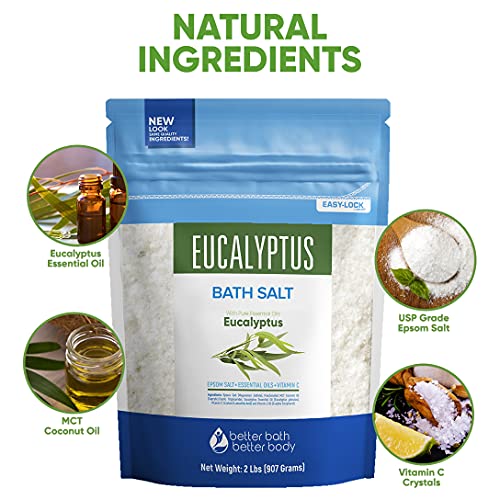 Eucalyptus Bath Salt 32 Ounces Epsom Salt with Natural Eucalyptus