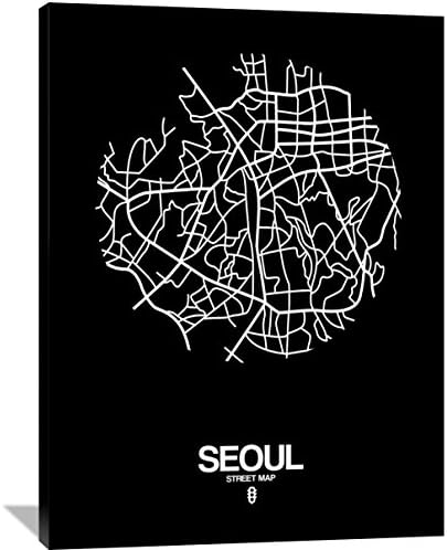 Naxart Studio "Seoul Street Map Black" Giclee on Canvas, 36" x 1.5" x 48"