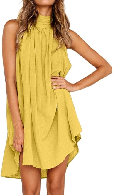 Vestidos Mujer Verano 2019 Nuevo SHOBDW Sexy Vestidos Mujer Fiesta Color Sólido Suelto Vestidos Playeros Cortos Sin Mangas Vestidos Mujer Tallas Grandes: Amazon.es: Ropa y accesorios