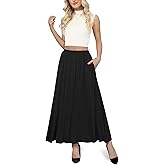 Yincro Womens Maxi Skirt Casual Flowy Elastic High Waist Long Skirts with Pockets