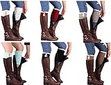 Laimeng, Women Stretch Lace Cuffs Leg Boot Socks