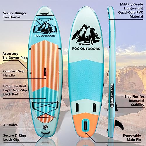 Roc Inflatable Stand Up Paddle Boards with Premium SUP Paddle Board