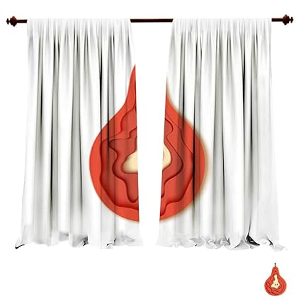 Window Curtains For Bedroom Paper Cut Red Pear Vector Illustration