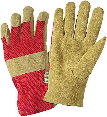 DIRTY WORK DW23077 Split Leather Palm Mesh Back Gardening Gloves, Women's Large, Colors May Vary, 1 Pair
