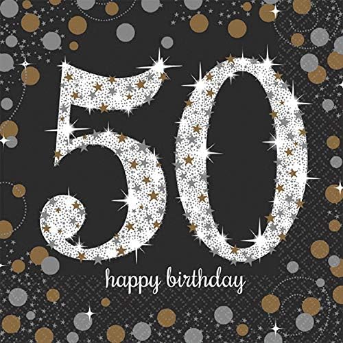 Over the Hill 'Sparkling Celebration' 50th Birthday Lunch Napkins (16ct)
