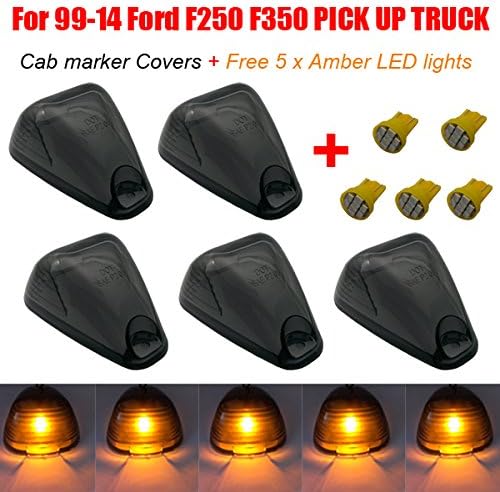 Yortpal 5pcs LED Smoked Cab Roof Lights Kits 1999-2014 FORD F250 F350 Pick Up Truck