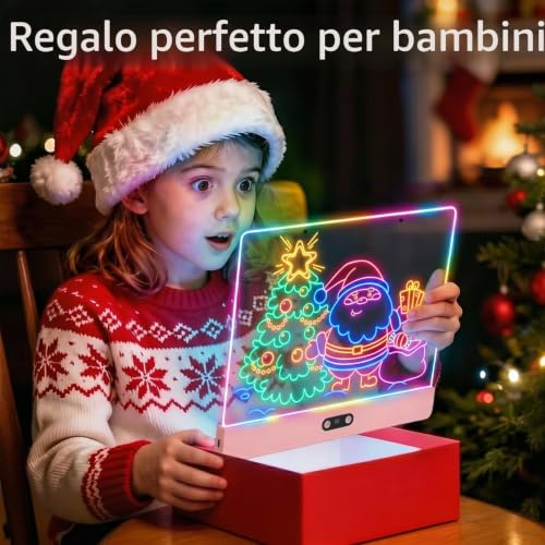 Rechargeable LED Drawing Board for Children with RGB Lights, Large Acrylic Light Mat 35 x 26 cm, 8 Static Colours & 3 Dynamic Modes, Hidden Support for Tracing and Art, Pink