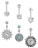 5PCS 14G Stainless Steel Screw Belly Button Rings for Women Girls Barbell Body Piercing