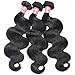 Mscove Hair Brazilian Hair 3 Bundles Body Wave Grade 6A Unprocessed Virgin Human Hair Weave Extensions Total 300g Natural Color (18inch 20inch 22inch)
