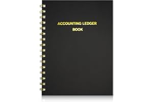 LAXAMOTEL Accounting Ledger Book - A5 Check Register for Small Businesses & Personal Use, Undated Account Book for Tracking Money, Expenses, Deposits & Balance, 6.5" x 8.5" (Black)
