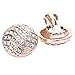 UPSERA Clip on Round Stud Earrings Vintage Jewelry for Women with Crystals – Choice of 18K Rose Gold or Rhodium plated, Gift Pouch Included
