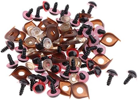 DYNWAVE 100Pcs 14/12mm Safety Eyes Eyelid with Thread End & Washers Buckle for Doll, Puppet Making - Red, 12mm