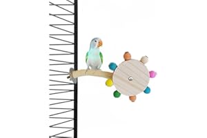 Bird Stand Perch Toy with Rotating Balls, Wooden Cage Accessories, Bird Toys for Small Medium Birds,Parakeets, Ideal for Para