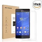 [3-Pack] Sony Xperia Z3 Screen Protector, SIDARDOE Tempered Glass Screen Protector for Sony Xperia Z3, HD Ultra Clear, 0.26mm 2.5D Round Edge, 9H Anti-Scratch, Anti-Fingerprint