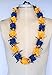 Hawaiian Ribbon Lei, Blue and Gold-Ilima 32 Inch