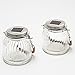 2 Glass Solar Lighted Jars with Warm White LEDs, Nautical Rope Handles, Rechargeable Battery Included