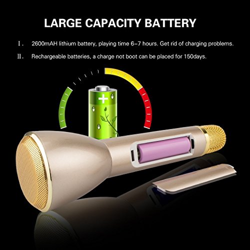 Wireless Karaoke Microphone, Handheld Bluetooth Speaker Player Recording Machines for Kids Adult Music Singing Playing, Home KTV Usb Karaoke System Support IPhone/Android/IOS/Smartphone