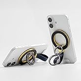 Mizi for Mag-Safe Ring Holder, Magnetic Phone Grip with 2-Way Adjustable Stand for iPhone 16/15/14/13/12 Series, Mag-Safe Accessories - Black