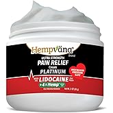 Hempvana Platinum Lidocaine Ultra-Strength Relief Cream, 4X Hemp, Numbs Aggravated Nerves, Long-Lasting Relief for Back, Knees, Shoulders & More. AS-SEEN-ON-TV. Odor-Free, Non-Greasy. Works Fast