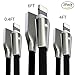 Aimus [3-Pack] Lightning Cable w/ LED Light [0.4FT+4FT+6FT] High Speed Charging Cord USB Zinc Alloyed Connector for iPhone X/8/8 Plus/7/7 Plus/6/6 Plus/5/5S/5C/SE, iPad Mini 2 3 4 Air iPod (Black)