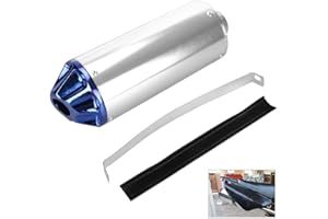 CYLEMOTO 28mm Exhaust Muffler Silencer Pipe 1.1" for CRF50 XR50 KLX Coolster SSR Thumpstar TTR YCF Lifan Apollo 50cc 70cc 90cc 110cc 125cc Pit Trail Dirt Bike Mini Bike Motorcycle Motocross Parts Silver & Blue