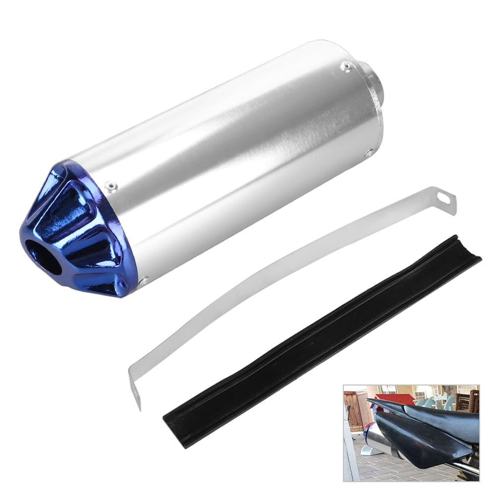 Photo 1 of 28mm Exhaust Muffler Silencer Pipe 1.1" for CRF50 XR50 KLX Coolster SSR Thumpstar TTR YCF Lifan Apollo 50cc 70cc 90cc 110cc 125cc Pit Trail Dirt Bike Mini Bike Motorcycle Motocross Parts Silver & Blue