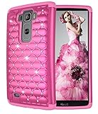 LG G Flex 2 Case, Style4U G Flex 2 Studded Rhinestone Crystal Bling Hybrid Armor Case Cover for LG G Flex 2 (2015 Release) with 1 Stylus [Hot Pink / Hot Pink]