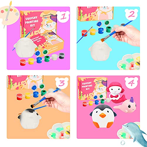 LovesTown Squishy Making Kit, 5 PCS DIY Squishies Ocean Animal Squishies Slow Rising Jumbo Animal Paint Your Own Squishies for Birthday Gifts