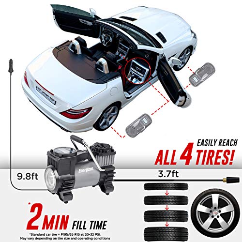 Energizer Air Compressor Portable Tire Inflator, 12V DC Air Pump for