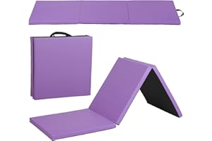 DKELINCS Gymnastics Mat Exercise Mat Tumbling Mats for Home Gym, Folding Portable 6’x2’x2 Extra Thick Crash Panel Mat with Carrying Handles for Kids Adults, Blue