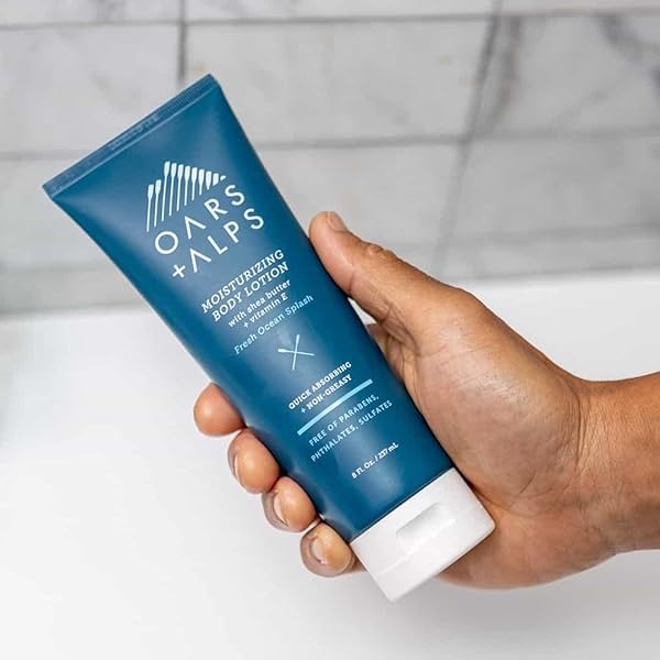 OARS + ALPS BODY LOTION, MOISTURIZING BODY LOTION WITH VITAMIN E, SHEA BUTTER & MAGNESIUM FOR ALL SKIN TYPES, HYDRATING, SOOTHING, QUICK ABSORBING, NON GREASY, FRESH OCEAN SPLASH, 8OZ