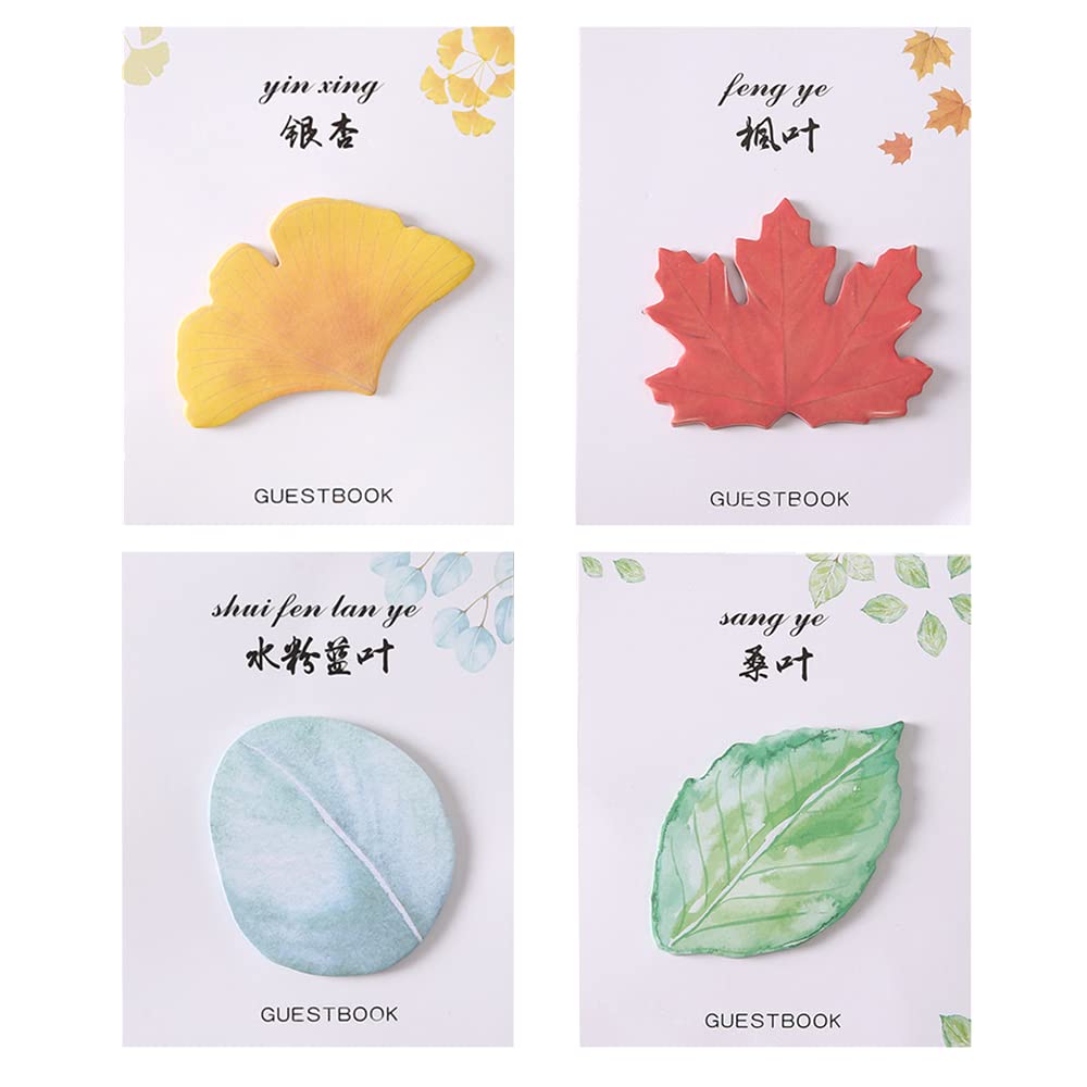 8 Packs/240 Sheets Leaf-Shaped Sticky Notes Novelty Self Stick Post Cute Mini Sticky Note Pad Colorful Post Memo for School Office Memo Pupils Kids Gifts