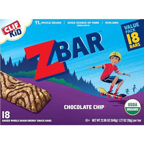 ZBAR – CHOCOLATE CHIP – SOFT-BAKED ENERGY SNACK BARS – NON-GMO – 12G WHOLE GRAINS – USDA ORGANIC GRANOLA BARS (18 PACK)