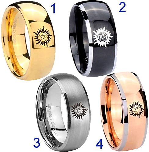 Tungsten_Supernatural_8MM_Dome_Gold_IP_Black_Silver_Rose_Men's_Ring