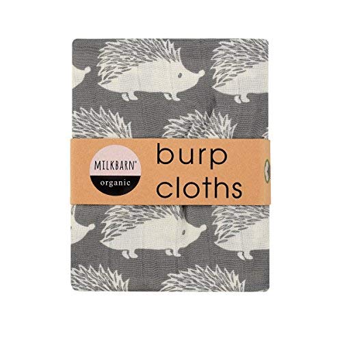 Milkbarn Organic Cotton Burp Cloths (2 pack) (Grey Hedgehog)