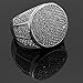 L & L Nation Men HQ Silver Tone Round Side CZ Hip Hop Ring Sizes 7-12
