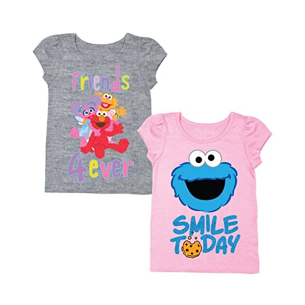 Sesame Street Short Sleeve Shirt – 2 Pack of Sesame Street Tees – Elmo, Cookie Monster & Others!