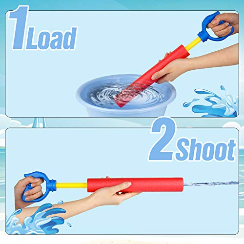 Kiztoys Water Gun for Kids Adults,4pcs Super Water Pistol Cool Summer 35cm Foam Pump Action Water Gun Toy 8m Range,Pool Beach Garden Lawn Water Fight,Gifts for Boys Girls