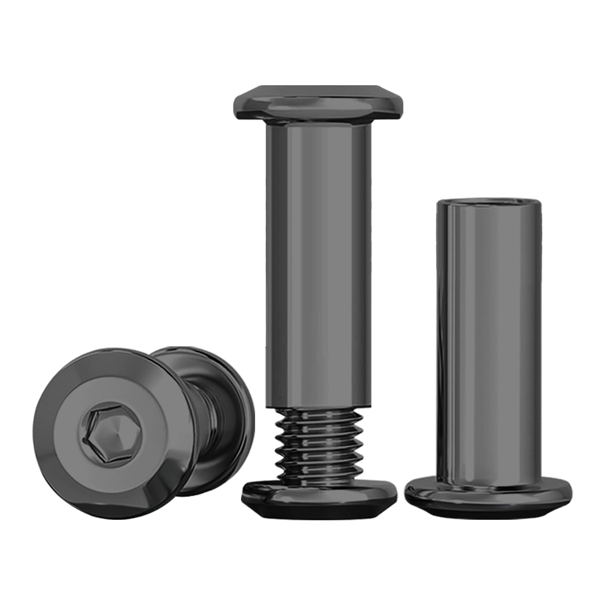 Drenky M8 X 20mm Connection Screws M8 Belt Buckle Binding Bolts Black 304 Stainless Steel Screw Post Rustproof Furniture Bolts Sleeve Nuts for Bed, Door, Table, Chair, Worktop, Cabinet, 10 Sets