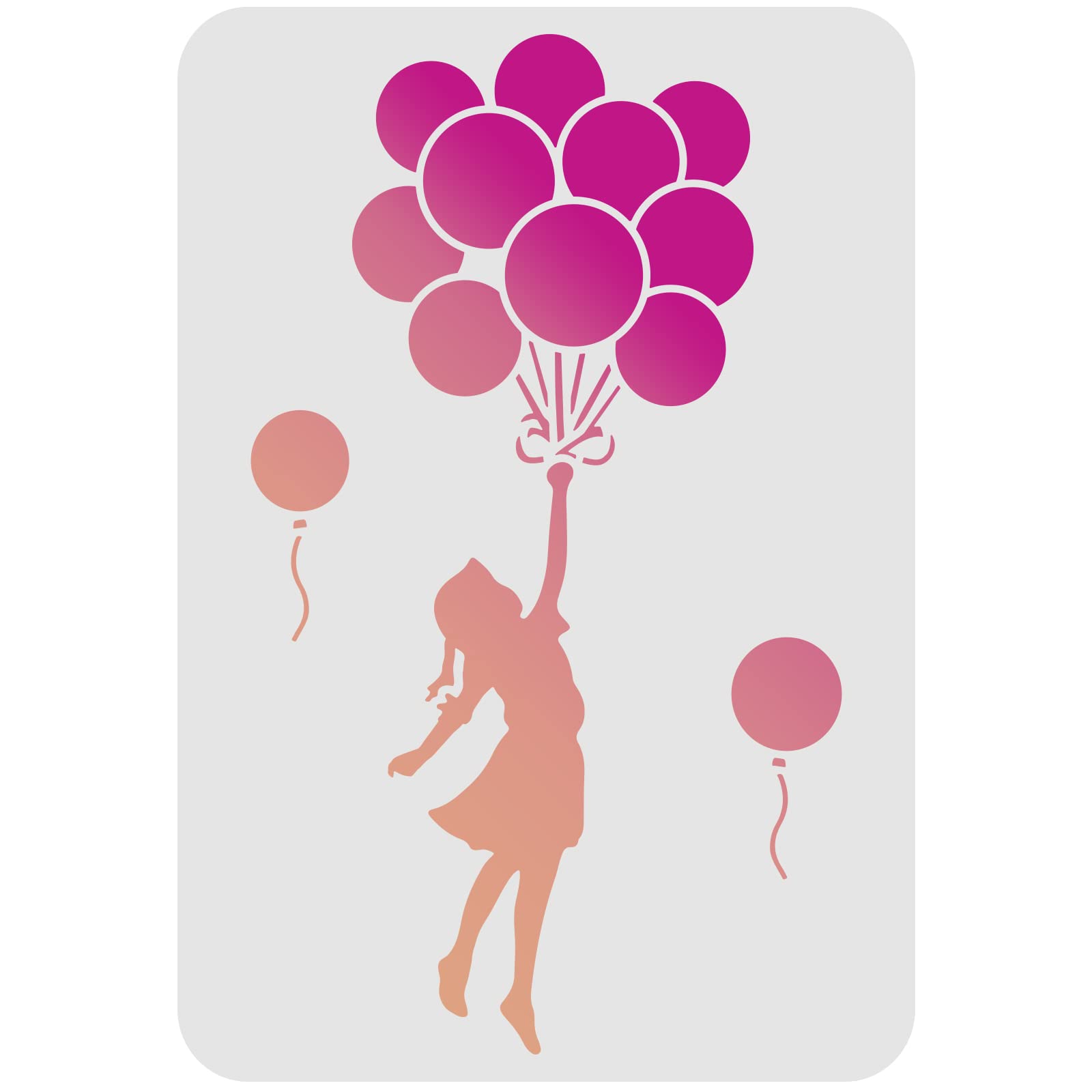 FINGERINSPIRE Balloon Stencils Template 29.7x21cm Plastic Balloon Drawing Painting Stencils Balloon Girl Pattern Stencils Reusable Stencils for Painting on Wood, Floor, Wall and Tile