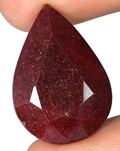 29.70Cts.NATURAL BERYL DYED RED SHAPE PEAR LOOSE GEMSTONES AFRICA 14089