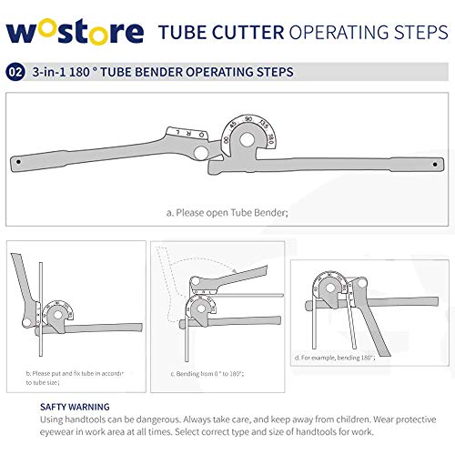Wostore 3-in-1 Tube Bender For 1/4, 5/16, 3/8 Inch Copper & Aluminum Pipes