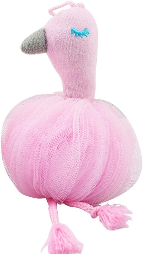 TOPBATHY Flamingo Shaped Bath Loofahs Sponge Shower Pouf Body Scrubber Ball Mesh Pouf Bath Sponge Body Scrubber Exfoliator