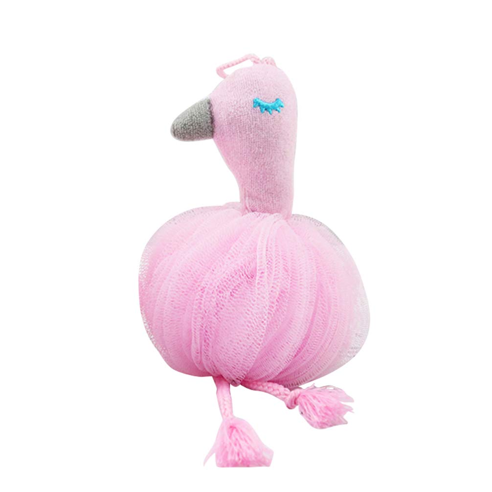 TOPBATHY Flamingo Shaped Bath Loofahs Sponge Shower Pouf Body Scrubber Ball Mesh Pouf Bath Sponge Body Scrubber Exfoliator