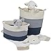 Cotton Rope Basket for Storage and Organization in Baby Nursery or Kids Room | Extra Large 18” x 16” Decorative Laundry Hamper, Organizer for Blankets, Towels, Toys, Books | Blue/Grey/Off-White