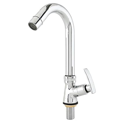 SBD Brass Swan Neck Tap for Kitchen/Bathroom Soft, Table/Deck-Mounted (Chrome Finished) (Silver, 3 x 3-Inch)