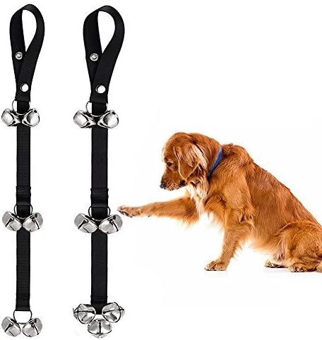 MiLuck Dog Doorbells for Dog Training and Housebreaking Adjustable Length Puppy Bell with Loud Bells,Housetraining Potty Training for Puppies Instructional Guide,Set of 2 Pcs