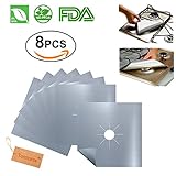 Stove Burner Covers 8 Pack Burner Protectors - Aubuytech FDA Aprroved Gas Range Protectors|Reusable Stovetop Burner Liners - Heat Resistant & BPA Free and Keep Your Stovetop Clean (Sliver)