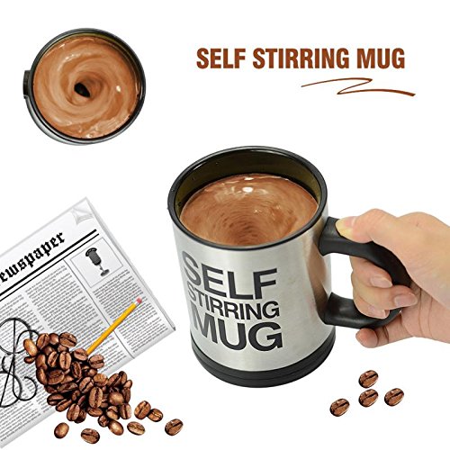 Self Stirring Mug Automatic Mixing Cup for Coffee, Tea, Beverage Beat Gift for Men and Women (Black)